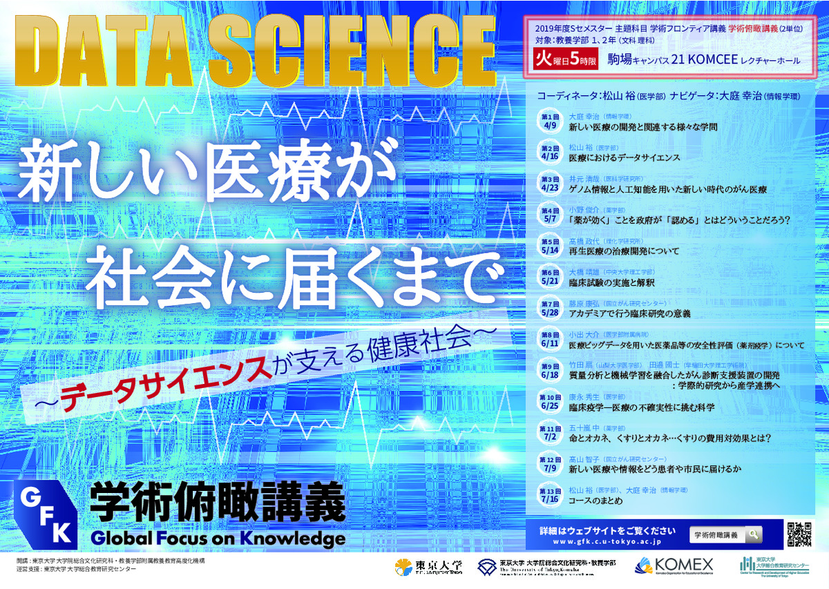 新しい医療が社会に届くまで　～データサイエンスが支える健康社会～（学術俯瞰講義）